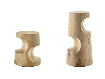 SLALOM - Low solid cedar wood stool with footrest by Riva 1920 - view 3